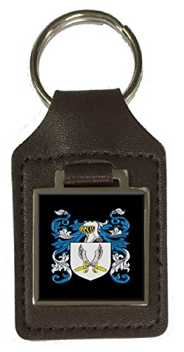 Porte-clé en cuir véritable Greig blason de famille marron pour clés