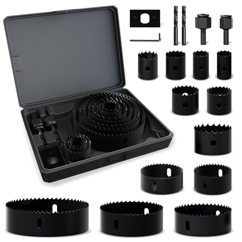 XZH 18 PCS Hole Saw Set 19mm-102mm High Carbon Steel Hole Saws - Ideal for Soft Wood PVC & Plastic Drilling | Professional & DIY Use