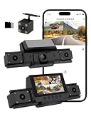4 Channel 360 Dash Cam Front and Rear Inside & Left Right for Cars, 1080P with GPS 2.4GHz WiFi & APP Control, IR Night Vision, WDR, G-Sensor,Loop Recording, 24H Parking Mode,32GB Card for Taxi