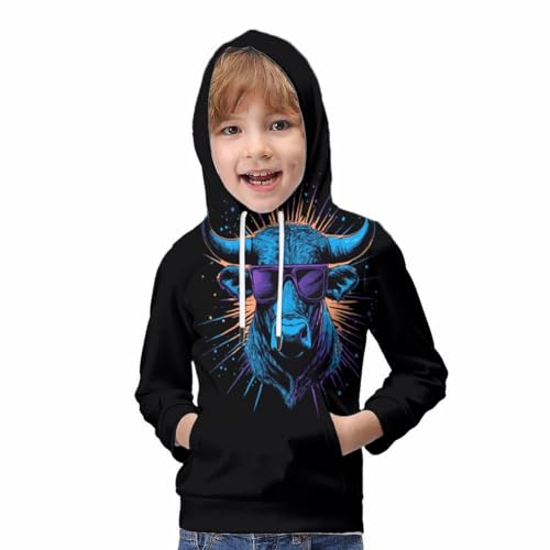 Sweat à capuche enfant imprimé vache 3D pour garçons et filles de 6 à 15 ans - 5