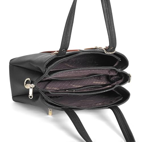 Image of Gold Rose Women's Vegan Leather Handbag - Stylish Shoulder and Crossbody Bag for Women | Multi-Compartment Office, Party and Daily Use Purse