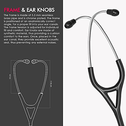 Image of ELKO EL-170 TECHNO III SS Stainless Steel Acoustic Stethoscope | Adult & Pediatric Stethoscope With Double Sided Chestpiece | Two-Way PVC Tubing | Doctors & Medical Students (Black)