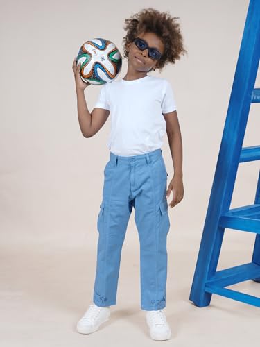 Image of Boys Cotton Full Length Front Cut Sew Cargo Pant with Bottom Tab