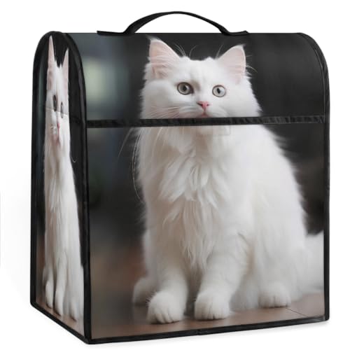 Coffee Maker Cover White Cat Kitchen Appliance Covers Small Appliance Covers Blender Cover Juicer Cover Dust Covers for Kitchen Appliances with Top Handle and Pockets,Washable,C931