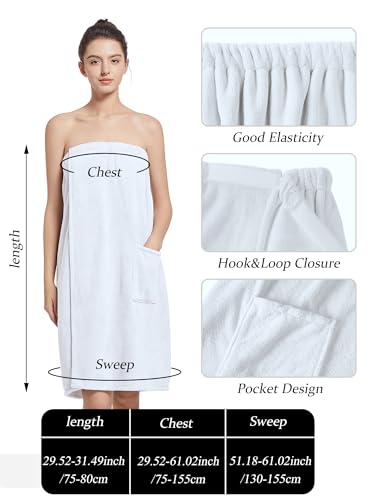 Image of Women'S Soft Wrap Towel Full Length,Bath Robe After Shower Female Plush Long,Spa Bathrobes Lightweight With Pockets