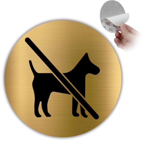 LEIASA | Panneau Chiens Interdits - Ø 10 cm - Épaisseur 0,8 mm - Aluminium - Plaque Interdiction - Autocollant Haute Adhérence - (Interdit Aux Chiens)