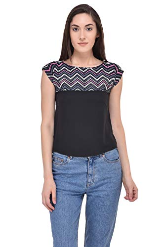 Image of mayra Women's Crepe Multi Color Short Sleeve Top