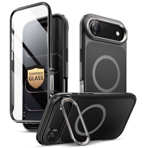 i-Blason Funda Magnética para iPhone Air 6.5 Inch 2025 [AreFlip] Case con Mica [Protector de Pantalla Vidrio Templado][Compatible con Magsafe] 360 Grados Carcasa para iPhone Air - Negro