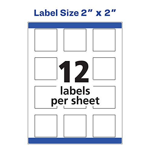 Avery Square Labels For Laser & Inkjet Printers, Sure Feed, 2" X 2", 300 White Labels (22806) #TOP7