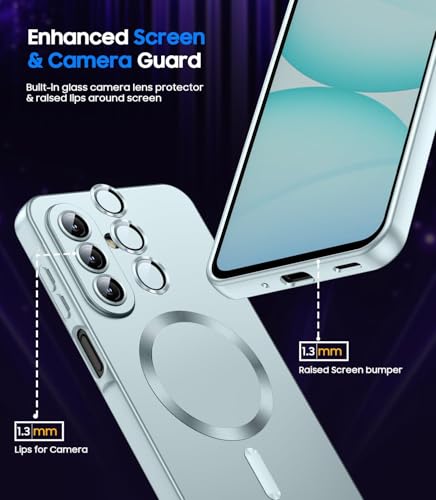 Image of DIZORO Samsung A17 5g Case, Compatible with Mag Safe Back Cover, Matte Luxury Metallic Luster Flexible TPU Wireless Charging Shockproof Case with Camera Protector Lens (New Sierra)