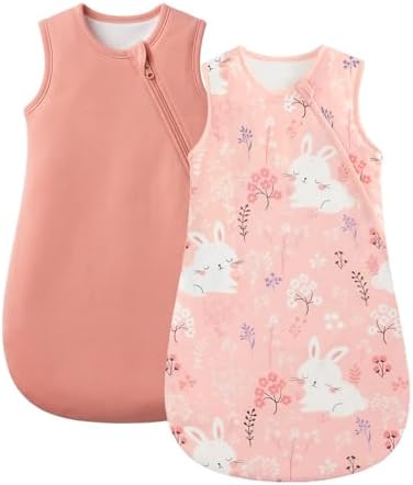 WYTbaby 2er Pack Baby Schlafsack 1.5 Tog, 100% Baumwolle Babyschlafsack für Kleinkind Neugeborene Jungen Mädchen
