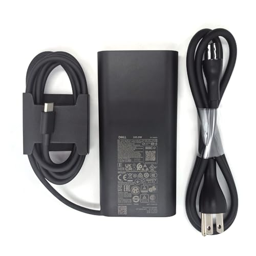 Dell Laptop Charger GAN 165W Watt USB Type C AC Power Adapter, Precision 5680 5690 AC Charger, XPS 17 9720 9730 AC Adapter, Balck, DA165PM210