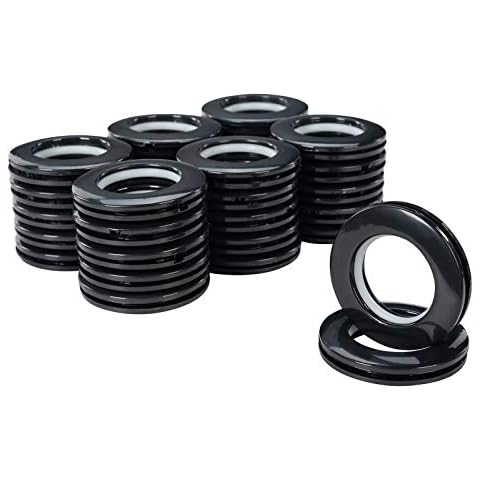 WCIC 32 Pack Curtain Grommet 1-9/16"(40mm) Inner Diameter Curtain Eyelet Rings Nanoscale Low Noise Roman Ring Matt Silver (Black) Cover