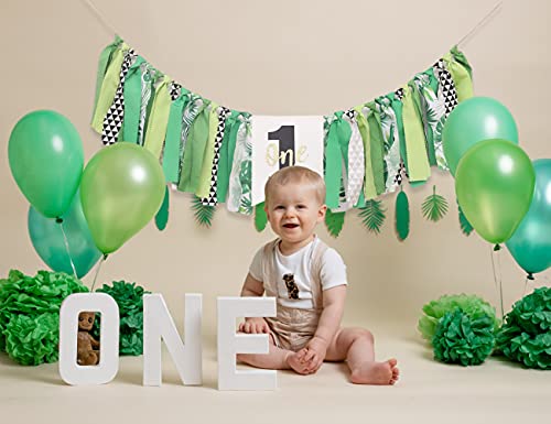 Jungle King Theme High Chair Banner - First Birthday Party Banner - 1St Birthday Photo Backdrop - Sunshine 1St Birthday (Green-1) #TOP2
