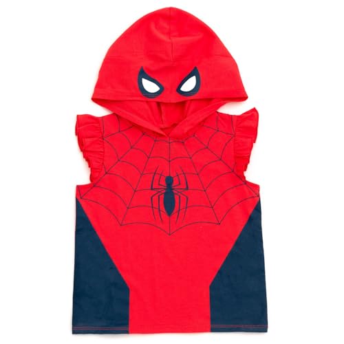 Image of Marvel Spider-Man Girls Cosplay Tank Top and French Terry Dolphin Shorts Outfit Set Toddler to Big Kid Sizes (2T - 14-16)