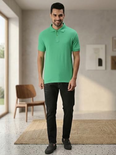 Image of Lux Cozi Men's Cotton Solid Polo Tshirt | Collar Tshirts | Half Sleeves | Stylish & Premium All Day Wear | Pack of 1