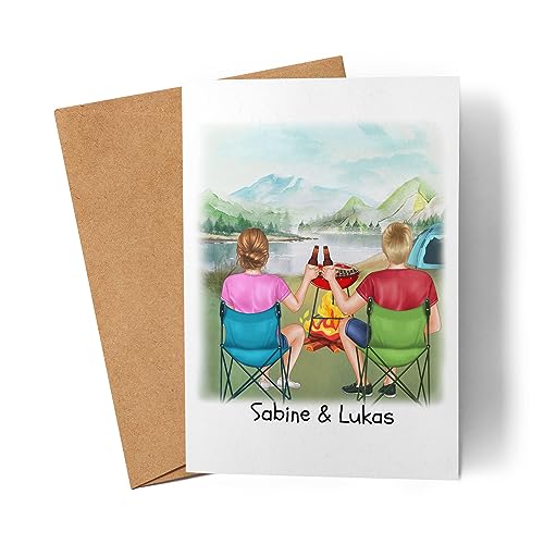 Kiddle-Design Camping Karte Pärchen Paar Zelten Wohnmobil Womo Van Camper Wohnwagen Personalisiert Geschenk für Camper mit Name