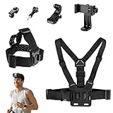 Gtwinsone 6 pezzi Action Camera Accessori 3 in 1 Action Cam Cinghia toracica/cinghia per la testa Supporto per cellulare Supporto per fotoca …