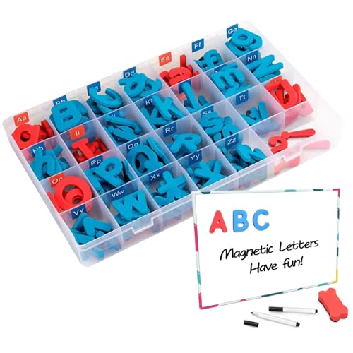 Ensemble de 208 Lettres de l'alphabet magnétiques, Lettres magnétiques Douces au Toucher avec Voyelles Rouges et consonnes Bleues, aimants éducatifs pour l'orthographe, 'Apprentissage du vocabulai