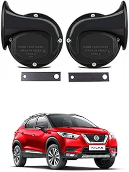 AYW Universal Windtone Jalwa Horn (2 and 4 wheelers), Black color, Heavy plastic body, Set of 2, 12V voltage For Kicks Universal For All Models