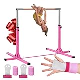 Gym Bar Barre Fixe de Gymnastique pour Enfant Rose | 13 Niveaux Ajustables de 90 à 150 cm...