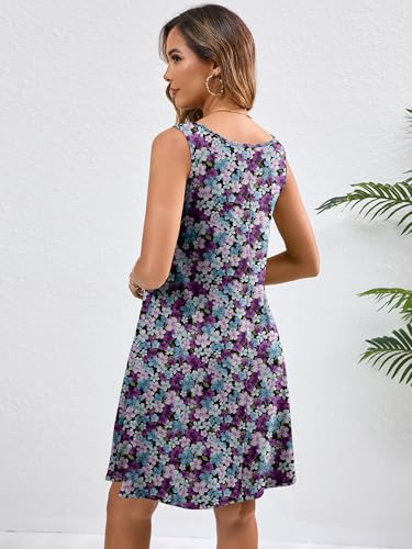 Image of Heymoments Women's Summer Sleeveless Crewneck Dresses Casual Loose Fitted Tank Sundress with Pockets