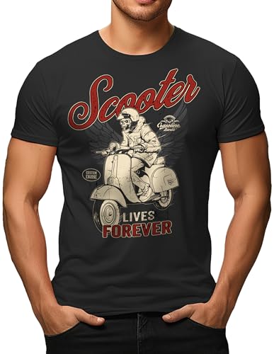 Męski T-shirt dla motocyklistów: Scooter Lives Forever, Hulajnoga 01, XXL