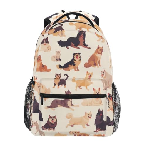 Sac à dos école voyage ordinateur étudiant ado fille garçon motif chien