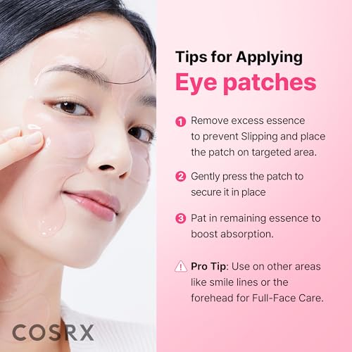 Image of COSRX Pink Peptides Collagen Hydrogel Eye Patch for Puffy Eyes, Cooling & Firming Under Eye Patches with 4-Peptide & Caffeine (60), Depuffing Gel Eye Mask, Korean Skin Care