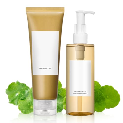 DOVBAN 2 Pezzi Centella Skincare Kit,Cleansing Oil,Centella Detergente Viso,Idratante,Riduce i Pori,Adatto a Tutti i Tipi di Pelle