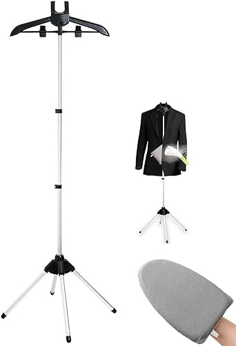 Soporte plegable para vaporizador de ropa con guantes de planchado para ropa, estante de vapor ajustable con dos clips para traje, camisa, chaleco,