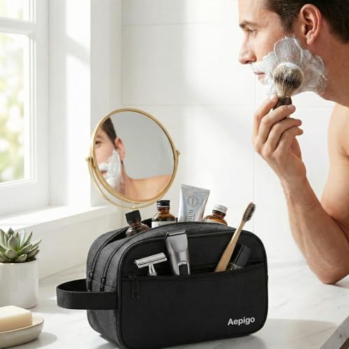 Image of Polyester Multipurpose Toiletry Kit Bag for Man and Women's | Double Compartment Travel Essentials Travel Organizer Travel Pouch for Men Travel Kit for Toiletries