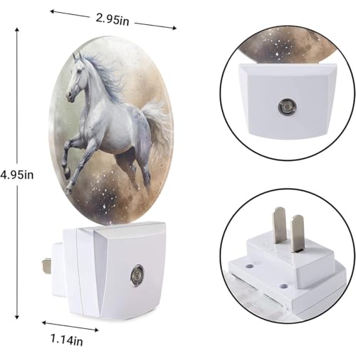 Image of EKOBLA Running Horse Night Light, White Horse Night Lights Plug Into Wall with Dusk to Dawn Light Sensors, Warm Nightlights for Bedroom, Bathroom, Hallway, Kitchen