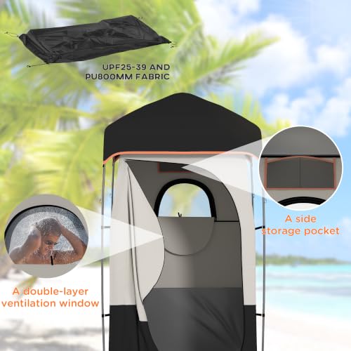 Ducha portátil para camping Outsunny con tienda de privacidad y bolsa de ducha solar negra miniatura 6