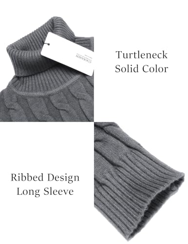 Image of COOFANDY Men's Slim Fit Turtleneck Sweater Casual Twisted Knitted Pullover