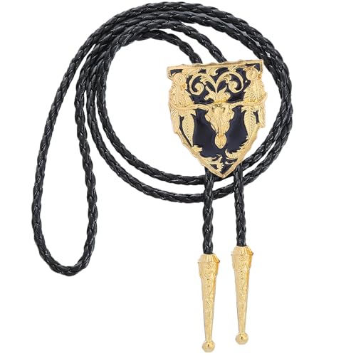 Image of HUABOLA CALYN Native American Bolo tie Rodeo Cowboy Leather Necktie Western Bolo ties for Men Women Necktie for Concert Fans