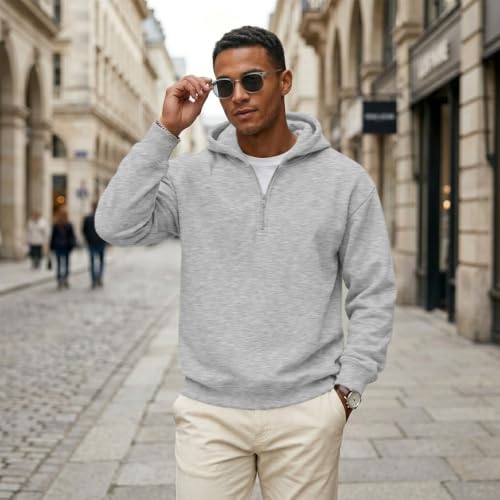 Mens Hoodies Zip Up 1/4 Zip Big and Tall Fleece Classic Travel Hoodie - image 6