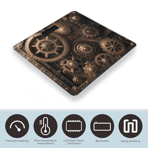 Báscula digital steampunk con pantalla grande y vidrio templado miniatura 3