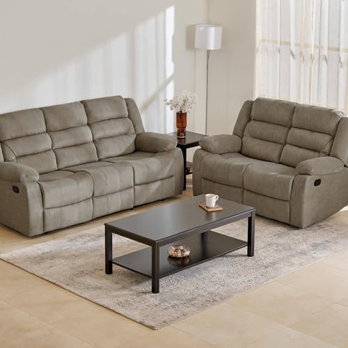Home Centre | Cairo NXT 3+2 Seater Fabric Recliner Set | Solid Wood | 5 Seater Recliner Sofa | Beige | 1 Year Warranty