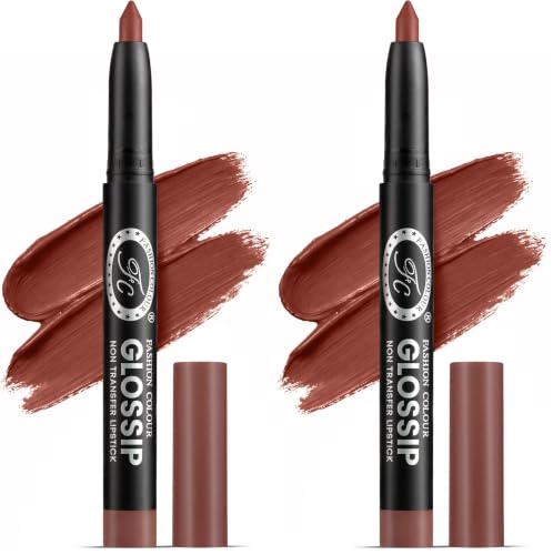 Image of Fashion Colour Glossip Non-Transfer Lipstick | Long-Lasting 12 Hours Stay | Retractable Lip Crayon | One Swipe Application | Available in 19 Vibrant Shades (Ripe Hawthorn) (Pack of 2)