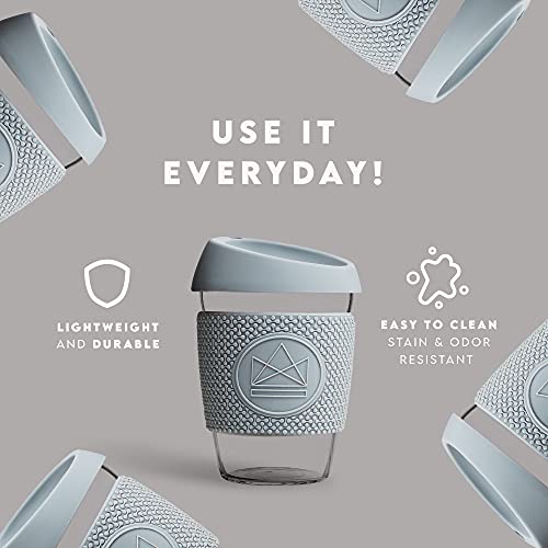 Neon Kactus - Vaso de cristal de borosilicato soplado a mano, Taza de café para llevar reutilizable con tapa de silicona… - Imagen 4