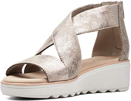 Image of Clarks Womens Jillian Rise, Pewter Metallic Textile, 9.5
