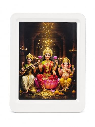 Image of Lexton 5 Inch LED Night Light | Laxmi, Ganesh & Saraswati Decorative Light for Mandir, Pooja Room, Bedroom, Living Room & Home Decor | Warm White