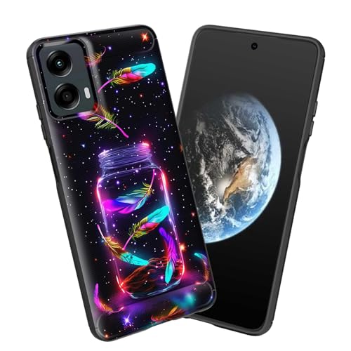 Coque Moto G 5G 2024 fine en TPU souple au design créatif de plumes