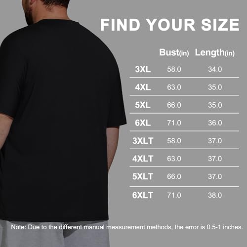UEEKO Shirts for Men Big and Tall 3 Pack Short Sleeve Crew Neck Tee Dry Fit Workout Casual T-Shirt (Black, 4XLT) by UEEKO - Used condition - Image 4