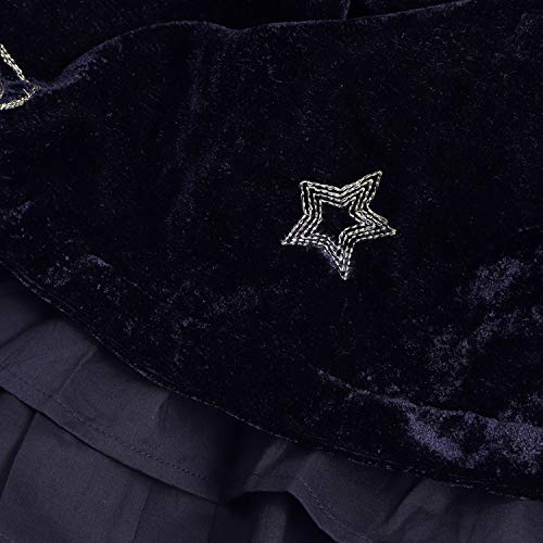 Image of The Orignal Cherry Crumble California Girls Cherry Crumble Girl's Velvet Kids Round Neck A-Line Knee Length Bling Party Dress (Ctwsg-DRS-2 Navy Blue Gold 18-24 Months)