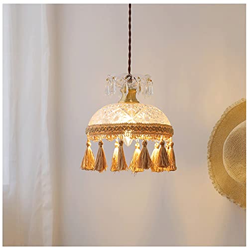 Moderne kwast kroonluchters, boho macrame lamp schaduw opknoping lamp hand weven touw plafondlampje, for slaapkamer…