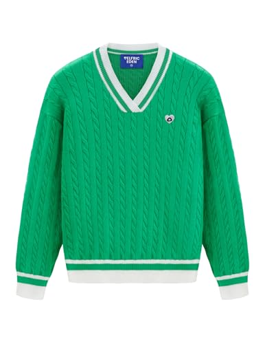 Aelfric Eden Women's Oversized Cable Knit V Neck Sweaters Oversized Pullover 2025 Fall Fashion Outfits