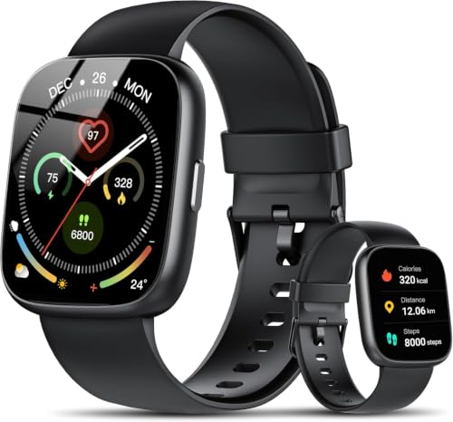 Poounur Smartwatch Herren Damen, 1.95" HD Smart Watch mit Bluetooth Anruf, 110+Sportmodi fitnessuhr, Fitness Tracker mit IP68 Wasserdicht… – Ansicht 1