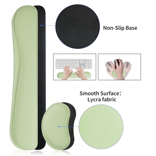 Image of Bloss Leather Desk Mat and Keyboard Wrist Rest, Large Mouse Pad + Keyboard Pad+Mouse Wrist Support, Non-Slip Desk Mat Protector for St Patricks Day(31.5x15.7 Inches, Green)